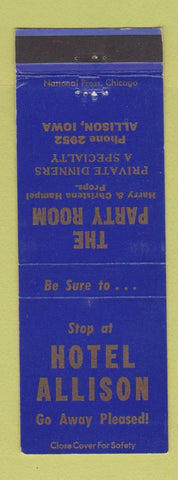 Matchbook Cover - Hotel Allison IA