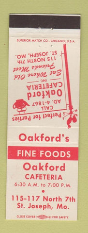 Matchbook Cover - Oakford Cafeteria St Joseph MO