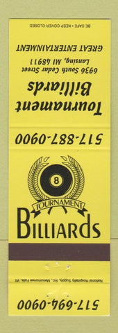 Matchbook Cover - Tournament Billiards Lansing MI