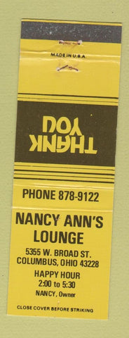 Matchbook Cover - Nancy Ann's Lounge Columbus OH
