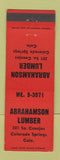 Matchbook Cover - Abrahamson Lumber Colorado Springs