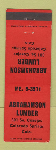 Matchbook Cover - Abrahamson Lumber Colorado Springs
