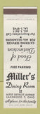 Matchbook Cover - Miller's Dining Room Restaurant Lakewood OH