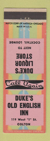 Matchbook Cover - Duke's Old English Inn Colton CA?