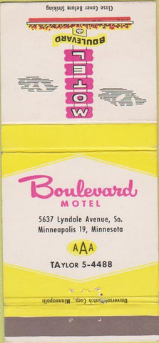 Matchbook Cover - Motel Boulevard Minneapolis MN 30 Strike