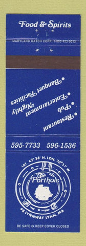 Matchbook Cover - The Porthole Restaurant Lynn MA