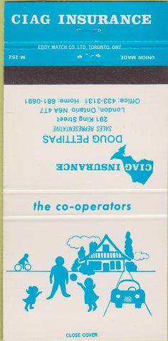 Matchbook Cover - Ciag Insurance Doug Pettipas London ON 30 Strike