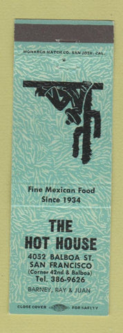 Matchbook Cover - Hot House Mexican Restaurant San Francisco CA