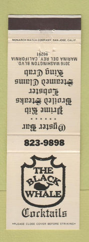 Matchbook Cover - Black Whale Restaurant Marina Del Rey CA WEAR