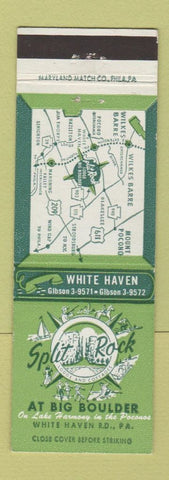 Matchbook Cover - Split Rock Lodge White Haven PA