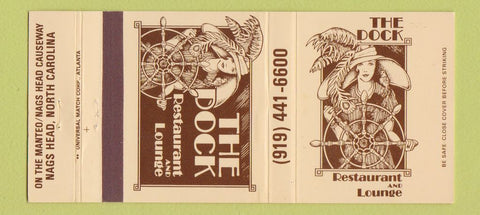 Matchbook Cover - The Dock Restaurant Nags Head NC girlie 30 Strike