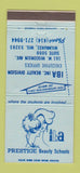 Matchbook Cover - Prestige Beauty School Salon Milwaukee WI girlie 30 Strike