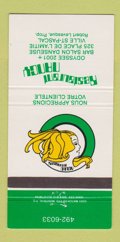 Matchbook Cover - Restaurant Nancy Ville St Pascal QC girlie 30 Strike