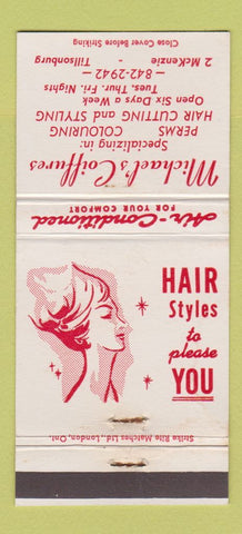 Matchbook Cover - Michael's Coiffures Salon Tillsonburg ON WEAR 30 Strike