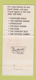 Matchbook Cover - Whistlers Walk Hyatt Hotel 30 Strike