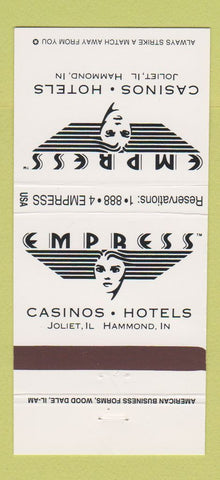Matchbook Cover - Empress Hotels Casinos girlie Joliet IL Hammond IN 30 Strike
