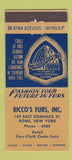Matchbook Cover - Ricco's Furs Rome NY girlie 30 Stick