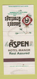 Matchbook Cover Aspen Hotel Manor Best Western Christmas Parsippany NJ 30 Strike