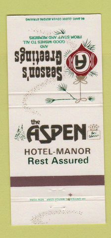 Matchbook Cover Aspen Hotel Manor Best Western Christmas Parsippany NJ 30 Strike