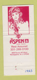 Matchbook Cover Aspen Hotel Manor Best Western Christmas Parsippany NJ 30 Strike