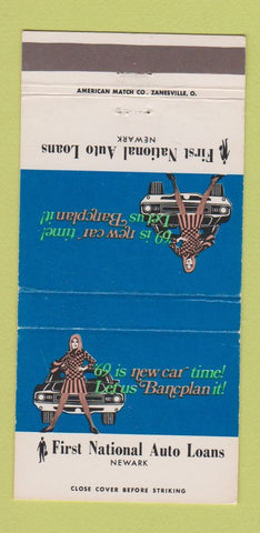 Matchbook Cover - First National Auto Loans Newark OH girlie 1969 30 Strike
