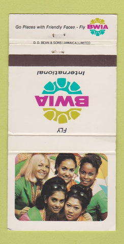 Matchbook Cover - BWIA Airlines Jamaica DD Bean girlie 30 Strike