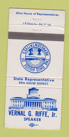 Matchbook Cover - Vernal G Riffe Speaker Ohio House of Reps WEAR 30 Strike
