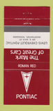 Matchbook Cover - Lewis Chevrolet Pontiac Sweetwater TN Roman Red 30 Strike