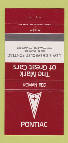 Matchbook Cover - Lewis Chevrolet Pontiac Sweetwater TN Roman Red 30 Strike
