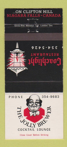 Matchbook Cover - Jolly Brewer Coachlight Restaurant Niagara Falls ON 30 Strike