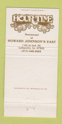 Matchbook Cover - Hour Time Howard Johnson's Lafayette IN 30 Strike
