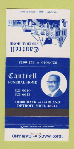 Matchbook Cover - Cantrell Funeral Home Detroit MI 30 Strike