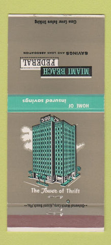 Matchbook Cover - Miami Beach Federal Savings Loan FL 30 Strike