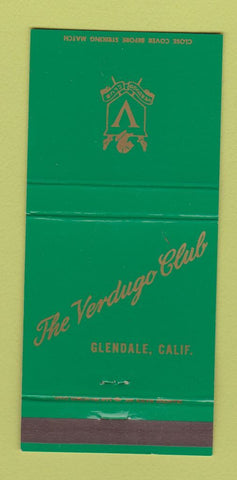 Matchbook Cover - Verdugo Club Glendale CA 30 Strike