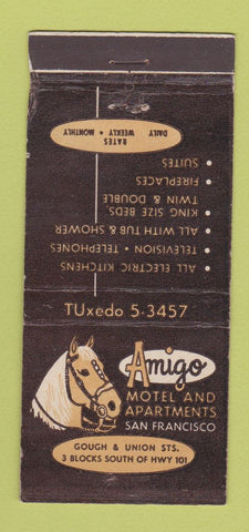 Matchbook Cover - Amigo Motel Apartments San Francisco CA WEAR 21 Strike Feature