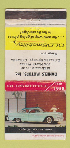 Matchbook Cover - 1958 Oldsmobile Daniels Colorado Springs WORN 30 Strike