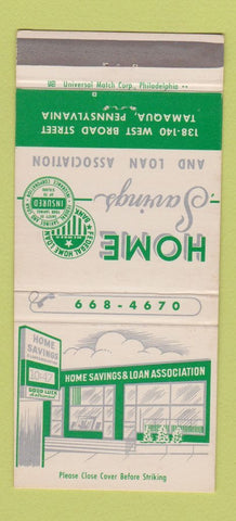 Matchbook Cover - Home Savings Loan Tamaqua PA 30 Strike