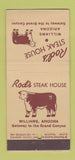 Matchbook Cover - Rod's Steak House Williams AZ 21 Strike Feature