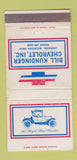 Matchbook Cover - Bill Kundinger Chevrolet Linwood MI WORN 30 Strike