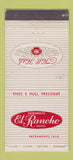 Matchbook Cover - El Rancho Hotel Sacramento CA 30 Stick