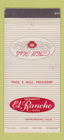 Matchbook Cover - El Rancho Hotel Sacramento CA 30 Stick