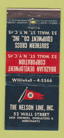 Matchbook Cover - Nelson Line Shipping New York City WEAR 21 Strike Feature