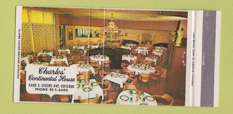 Matchbook Cover - Charles' Continental House Chicago IL 30 Strike