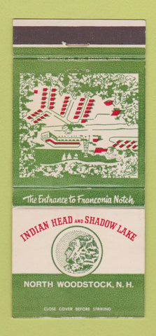 Matchbook Cover - Indian Head and Shadow Lake North Woodstock NH 30 Strike