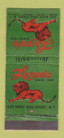 Matchbook Cover - Leone's Restaurant New York City 30 Stick