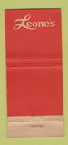 Matchbook Cover - Leone's Restaurant New York City 30 Stick