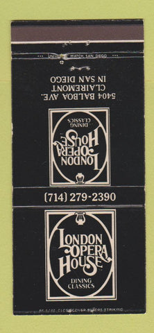 Matchbook Cover - London Opera House Restaurant San Diego CA 30 Strike