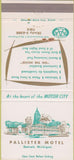Matchbook Cover - Pallister Motel Detroit MI 30 Strike
