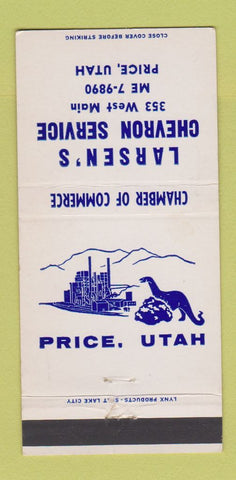 Matchbook Cover - Larsen's Chevron oil gas Price UT 30 Strike