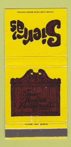 Matchbook Cover - Sierra's Mexican Food San Fernando Canoga Park CA 30 Strike